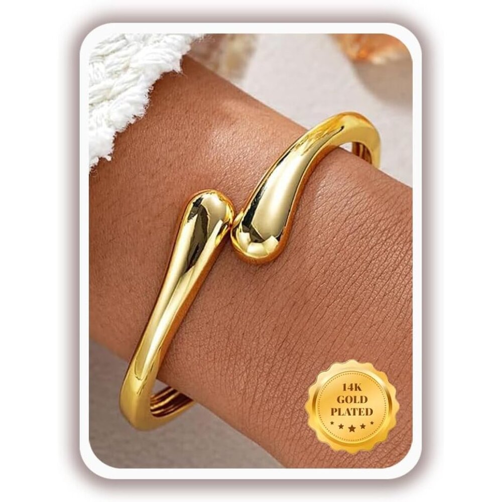 Adjustable 14k Plated Gold Bangles For Women Fash… - image 1